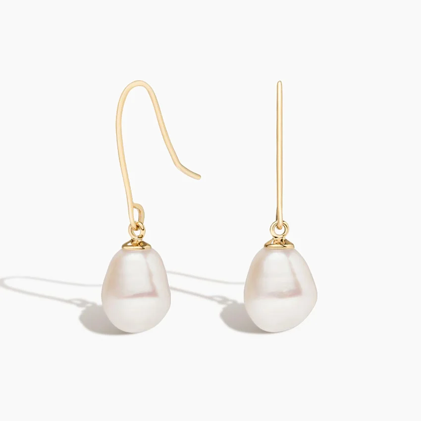 Baroque Freshwater Cultured Pearl Earrings in 14K Gold