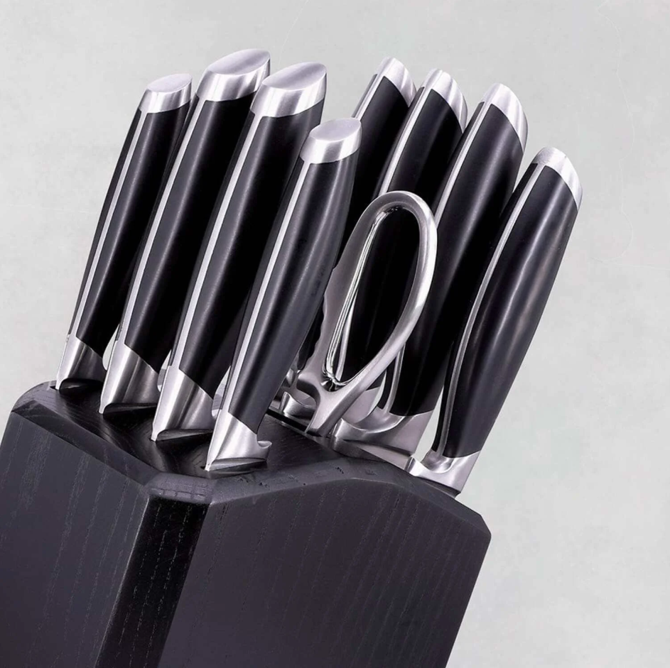 Gift Ideas For Your Father-In-Law: Schmidt Bros stainless steel kitchen knife set in black wooden block